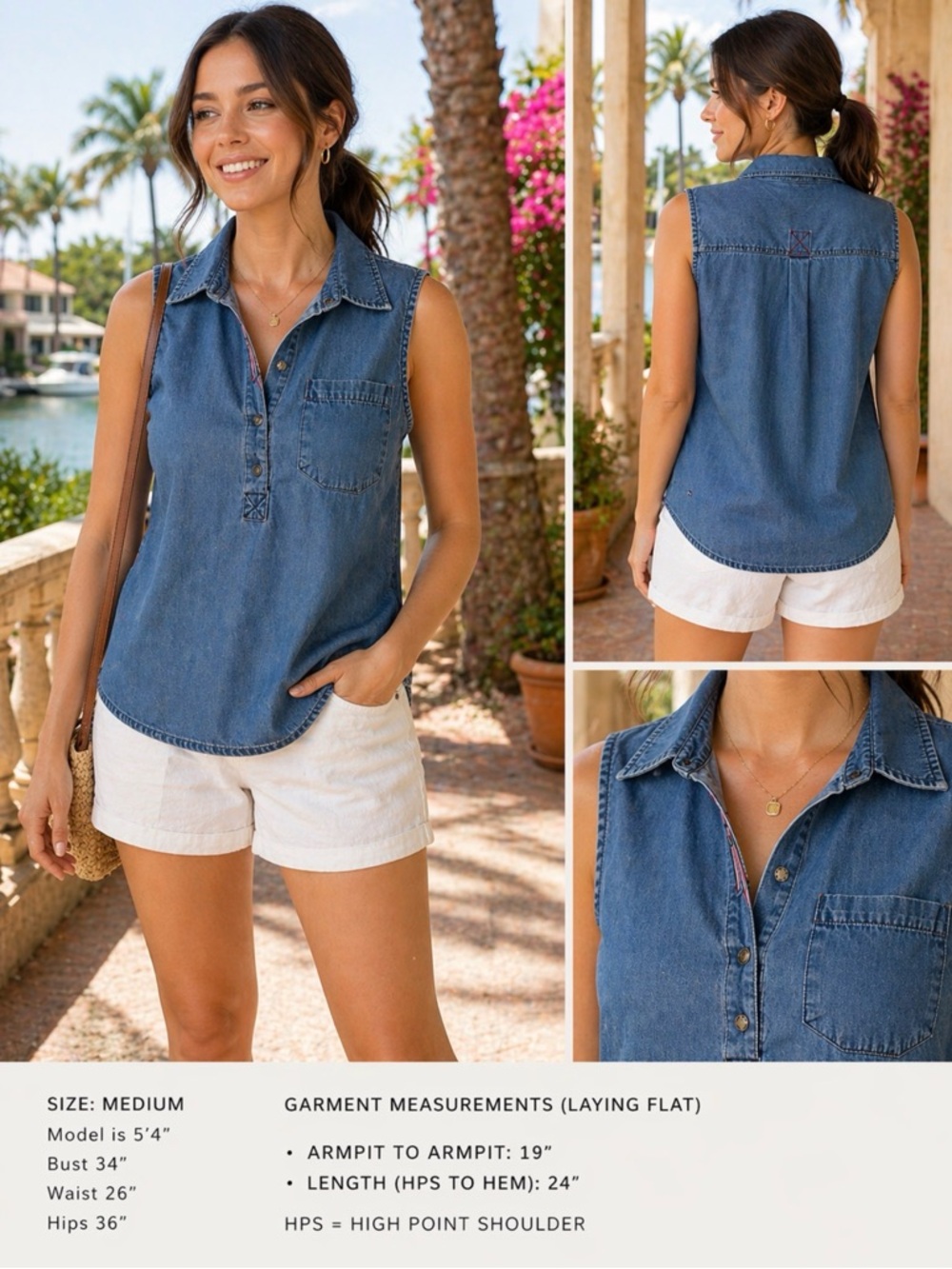 Tommy Hilfiger Sleeveless Chambray Top – Size Medium (Not Vintage)
